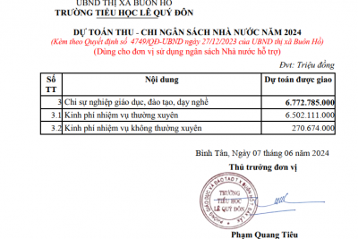 DỰ TOÁN THU-CHI NGÂN SÁCH NHÀ NƯỚC NĂM 2024