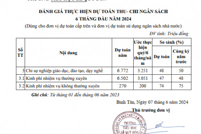 ĐÁNH GIÁ THỰC HIỆN DỰ TOÁN THU-CHI NGÂN SÁCH NHÀ NƯỚC 06 THÁNG ĐẦU NĂM 2024